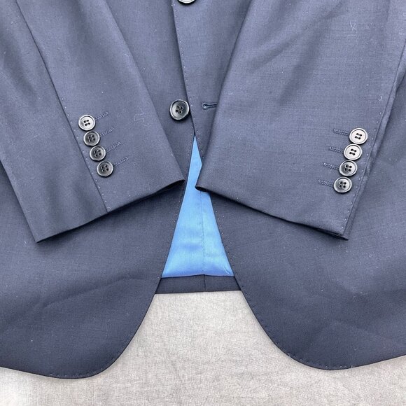 Efendi Blazer Men 41 Navy Blue‎ Half Canvas Tailored Classic Career Suit Jacket - Picture 3 of 12
